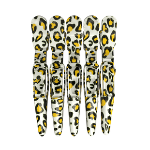 Hair Expert Clip Зажимы-крокодилы, х5, Леопард Желтый