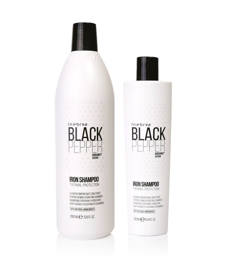Шампунь увлажняющий упрочняющий Inebrya Black Pepper Iron Shampoo, 300 мл