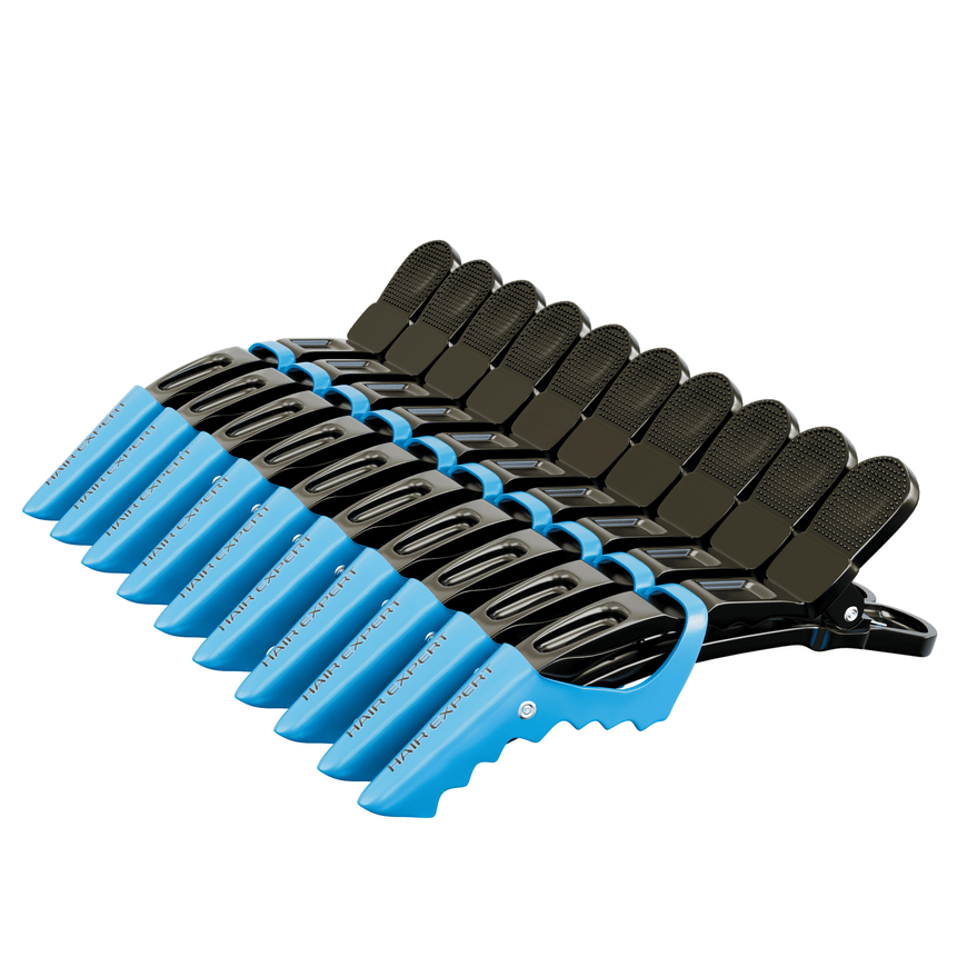 Hair Expert Clip Зажимы-крокодилы, х10, Синие
